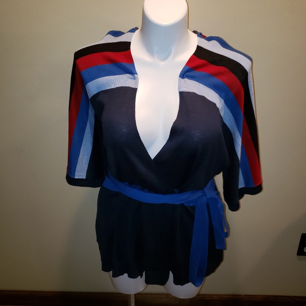 NWOT Striped Wrap Top